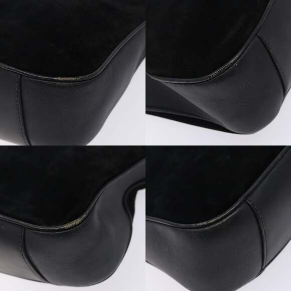 GUCCI Bamboo Hand Bag Suede Black Gold 001 001 - Picture 10 of 12